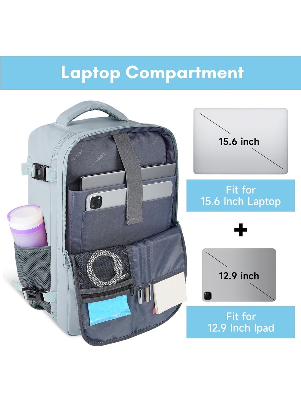TAYGEER carry on backpack. - Picture 4 of 13